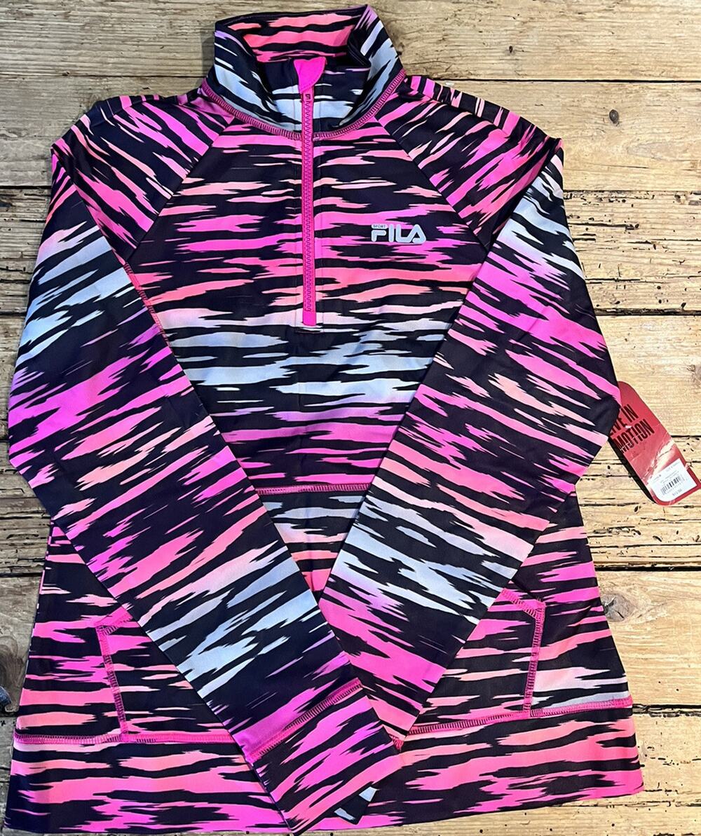 Fila Women Size XS multicolor zebra pattern jacket 1/4 zip NWT
